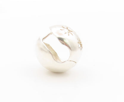 925 Sterling Silver Vintage Earrings Stars Cut Sphere Shape Hoops  EG13557