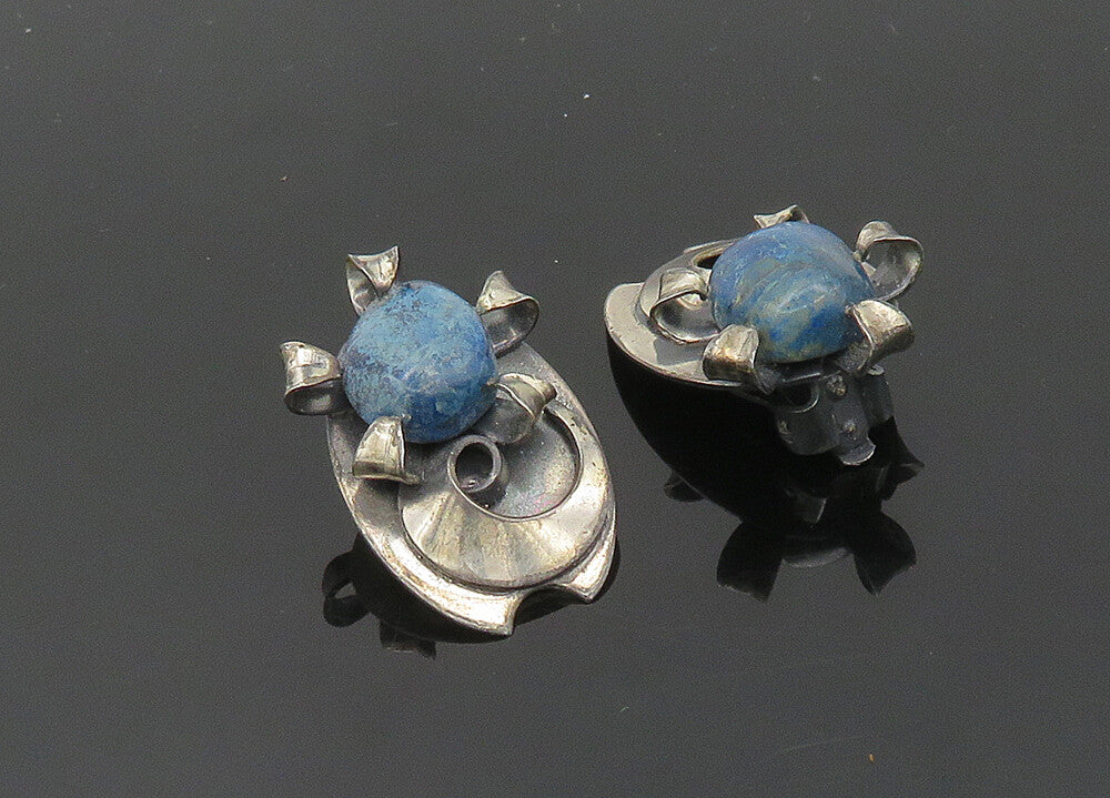 925 Sterling Silver  Vintage Sodalite Non Pierce Drop Earrings  EG10137