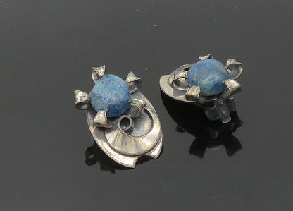 925 Sterling Silver  Vintage Sodalite Non Pierce Drop Earrings  EG10137