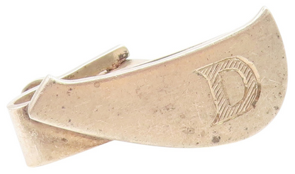 925 Sterling Silver Vintage Minimalist Etched Initial D Tie Clip  TR3399