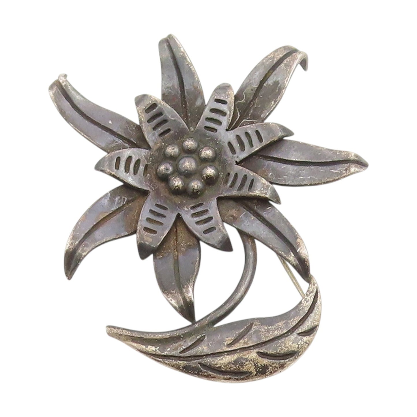 925 Sterling Silver Vintage Brooch HECTOR AGUILAR TAXCO Antique Floral  BP11961