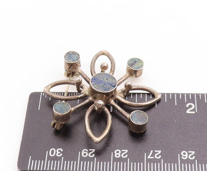 925 Sterling Silver Vintage Brooch Pin Designer Gemstone Cutout Flower  BP11422