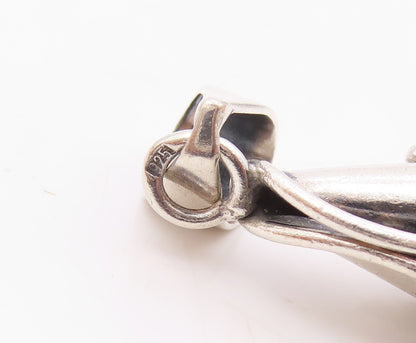 925 Sterling Silver  Vintage Cone Wrapped Baltic Amber Drop Pendant  PT21517