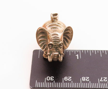 925 Sterling Silver  Vintage Puffy Sculpted Elephant Animal Pendant  PT20211