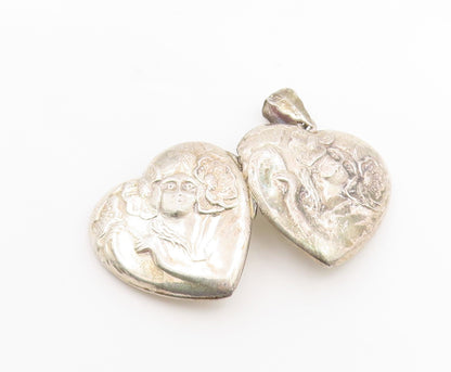 925 Sterling Silver Vintage Pendant Art Nouveau Style Love Heart OPENS  PT26283