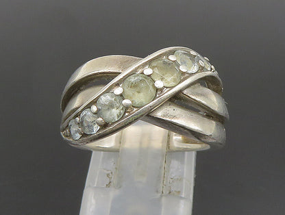 925 Sterling Silver  Vintage Open Crisscross Quartz Band Ring Sz 7  RG24501