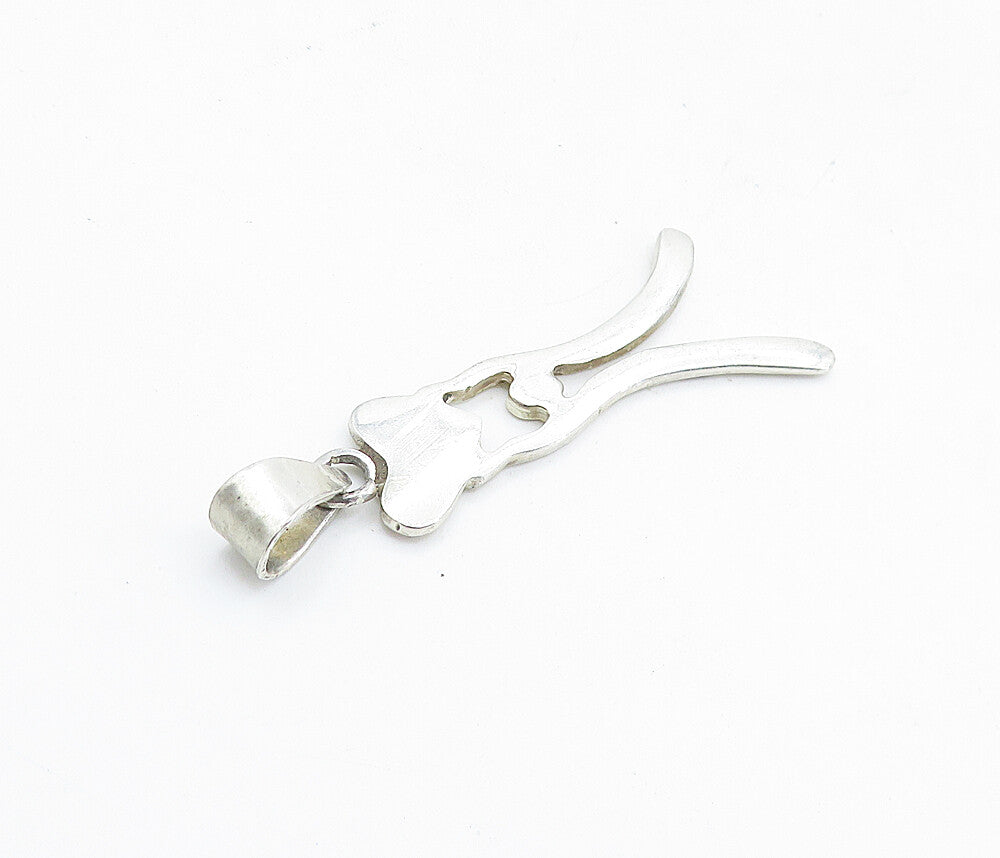 925 Sterling Silver  Vintage Shiny Figure Holding Love Heart Pendant  PT5247