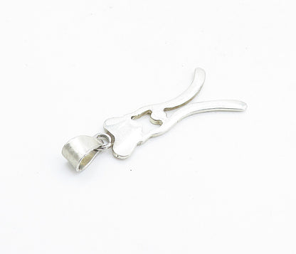 925 Sterling Silver  Vintage Shiny Figure Holding Love Heart Pendant  PT5247