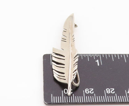 925 Sterling Silver Vintage Brooch Pin SOUTHWESTERN Minimalist Feather  BP12345