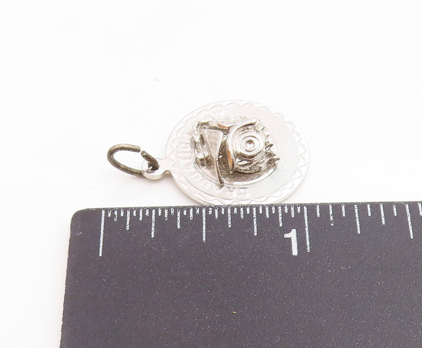 925 Sterling Silver  Vintage Shiny Congrats Graduation Owl Pendant  PT15517