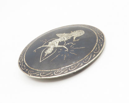 SIAM 925 Sterling Silver  Vintage Enamel Niello Dancer Brooch Pin  BP5358