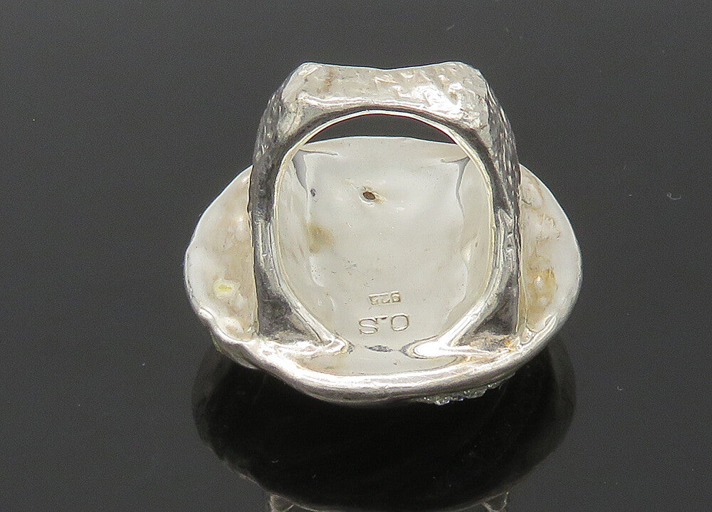 DESIGNER 925 Silver  Vintage Rhinestones Swirl Cocktail Ring Sz 7  RG22696