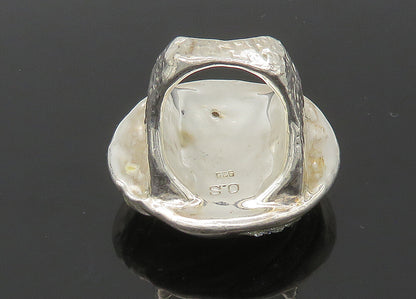 DESIGNER 925 Silver  Vintage Rhinestones Swirl Cocktail Ring Sz 7  RG22696