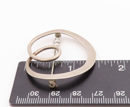 925 Sterling Silver Vintage Brooch Designer Looped Double Ring  BP11745