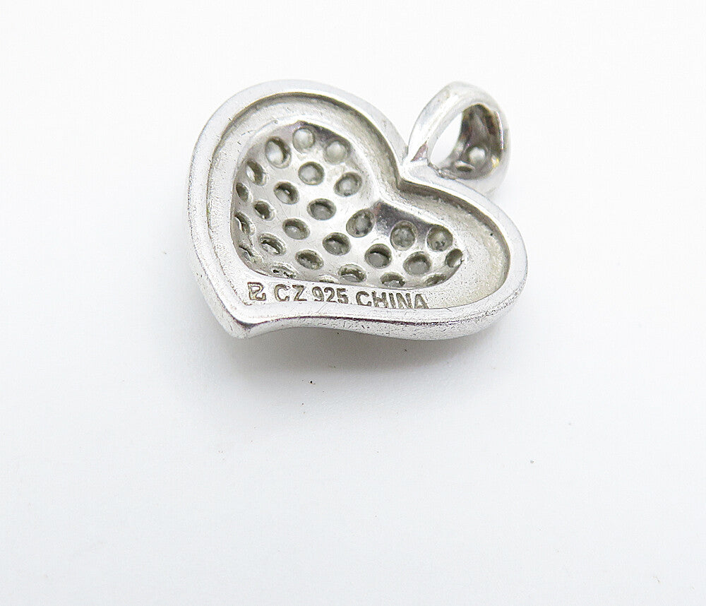ROSS SIMON 925 Sterling Silver  Cubic Zirconia Love Heart Dome Pendant  PT6176