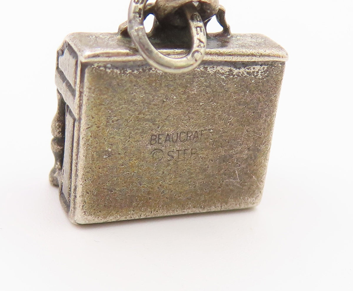 925 Sterling Silver  Vintage Oxidized Petite Wall Piano Pendant  PT16407
