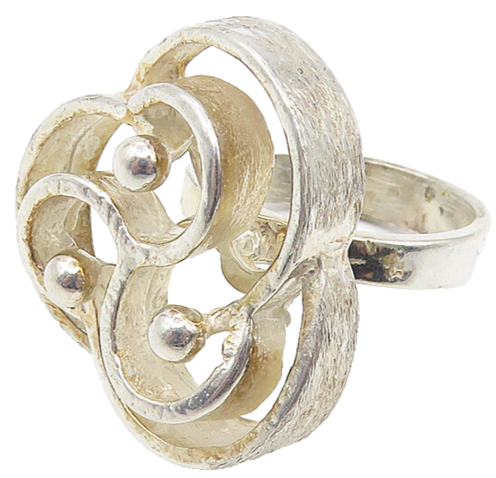 925 Sterling Silver  Vintage Shiny Triskelion Statement Ring Sz 7  RG10716