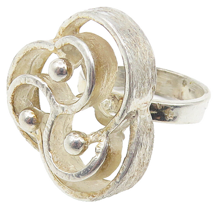 925 Sterling Silver  Vintage Shiny Triskelion Statement Ring Sz 7  RG10716