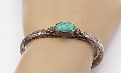 A. THOM NAVAJO 925 Sterling Silver Vintage Cabochon Cut Malachite Cuff BT3201