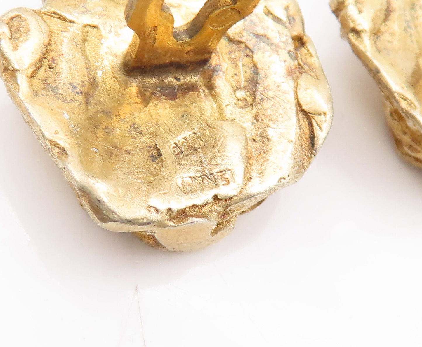925 Sterling Silver Vintage Cufflinks ISRAEL Gold Plated Brutalist  TR3749