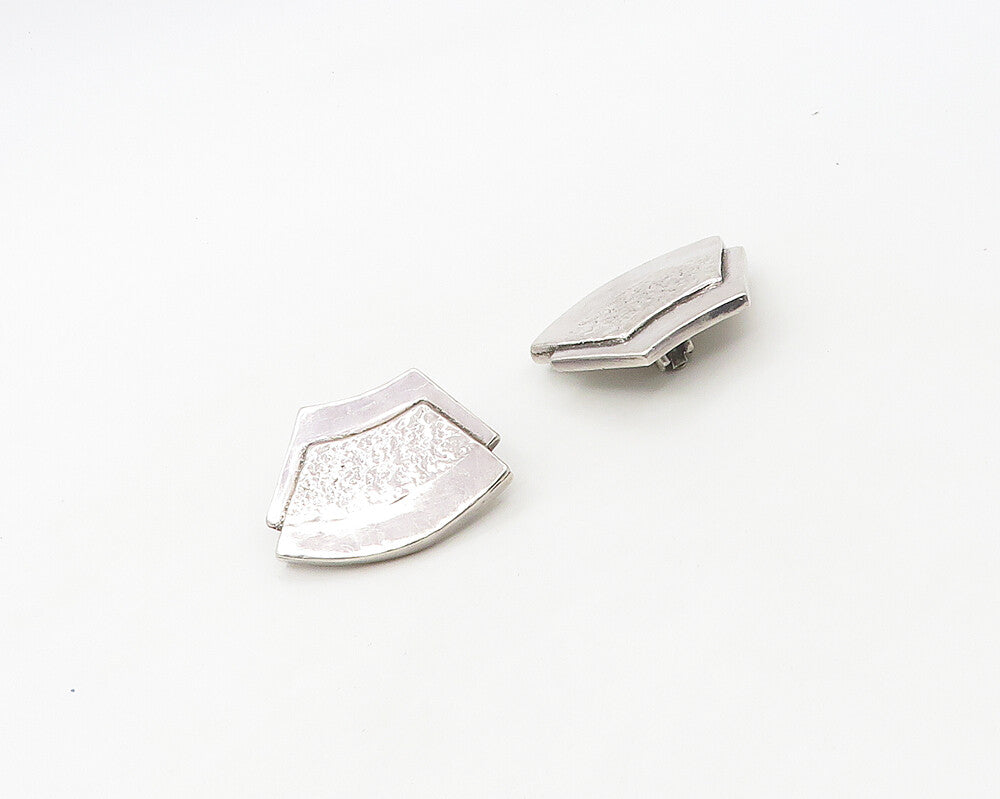 DESIGNER 925 Silver  Vintage Shiny Modernist Non Pierce Drop Earrings  EG9010
