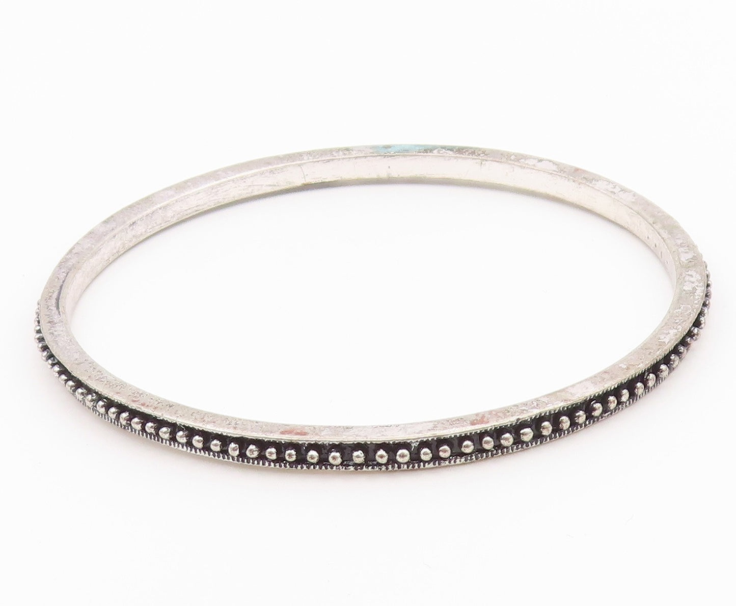 925 Sterling Silver  Vintage Dark Tone Spiked Detail Bangle Bracelet  BT6891