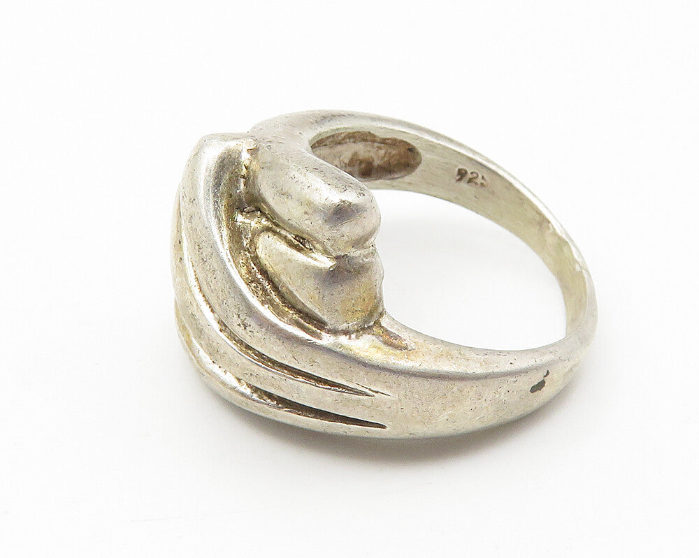 925 Sterling Silver  Vintage Fluted Bypass Wing Design Band Ring Sz 8  RG10602
