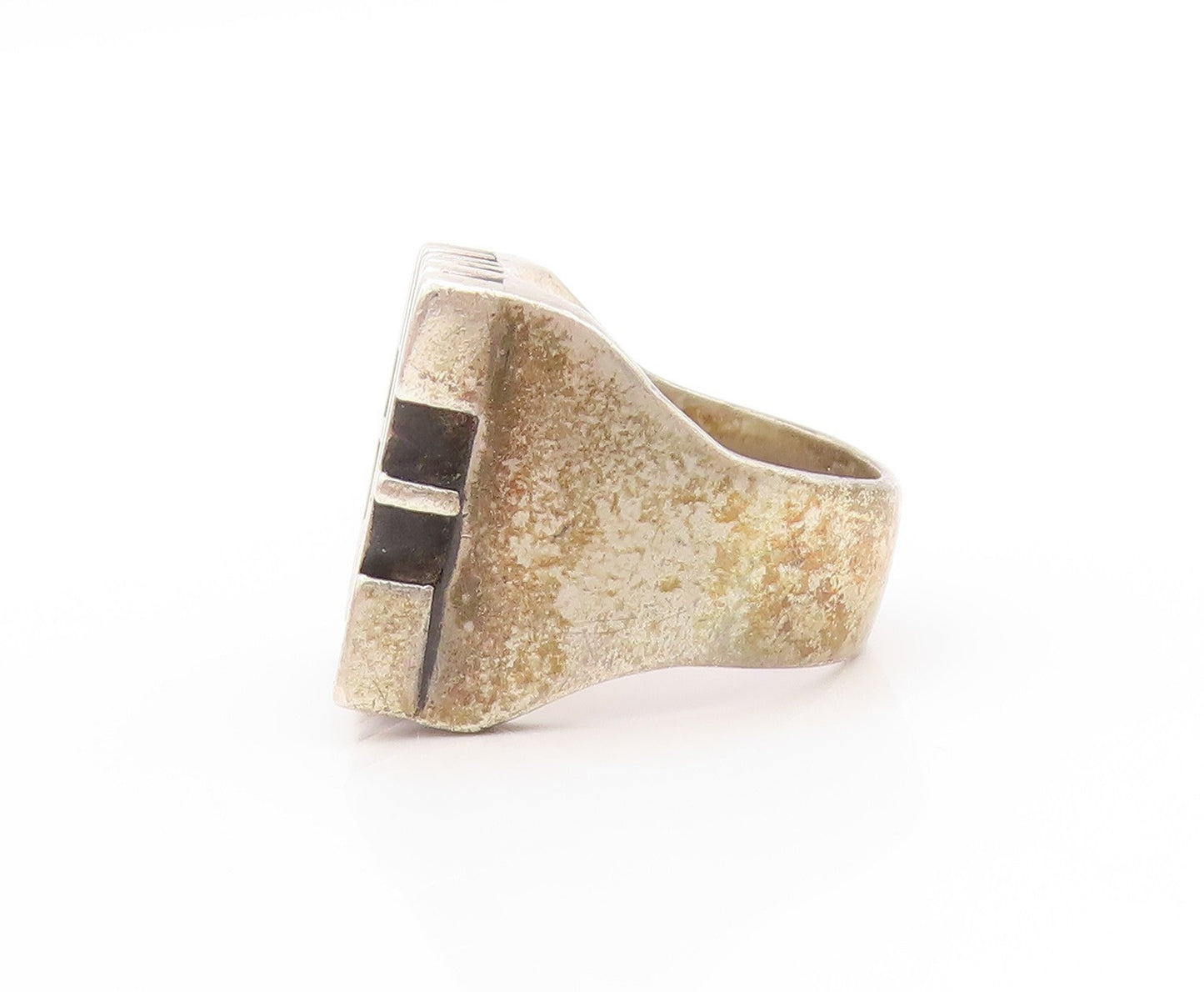 925 Sterling Silver Vintage Ring Chunky 3D ELYSE Carved  Sz 7  RG32957