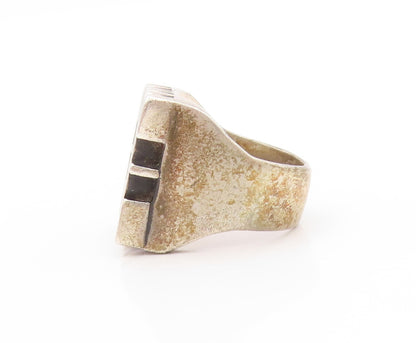 925 Sterling Silver Vintage Ring Chunky 3D ELYSE Carved  Sz 7  RG32957