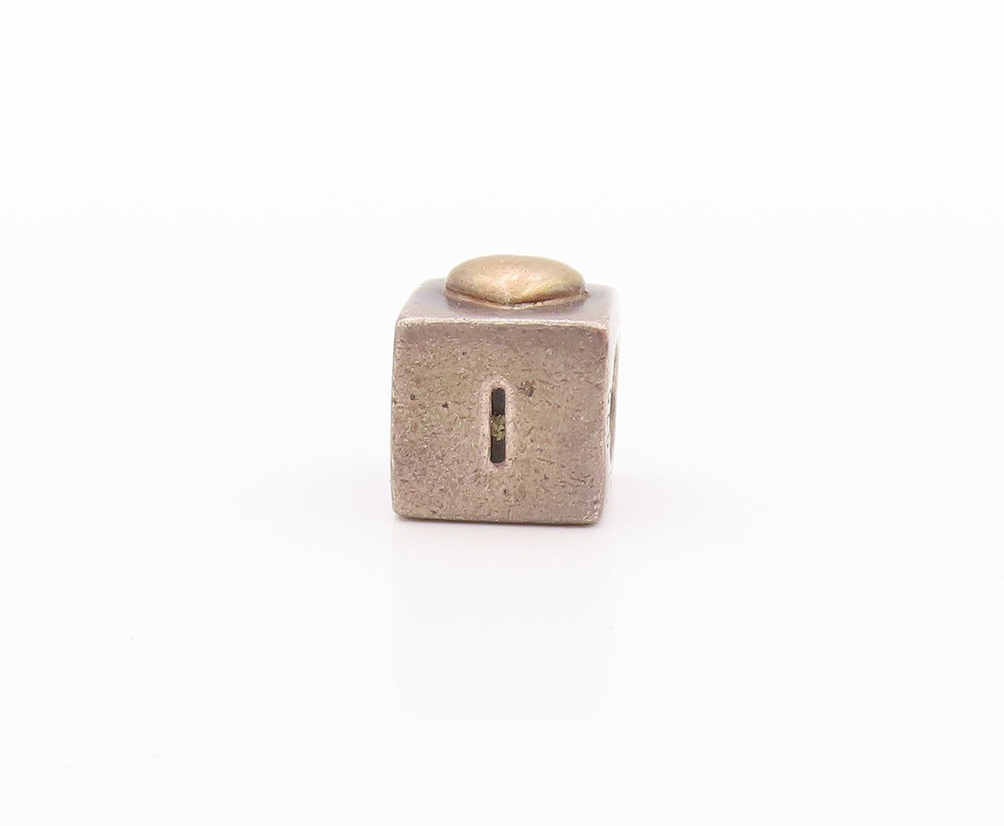 925 Sterling Silver Vintage Pendant PANDORA I Love You Etched Cube  PT24042