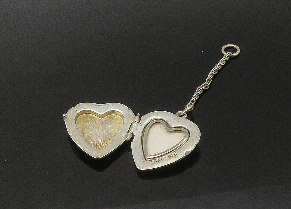 925 Sterling Silver  Vintage Erica Etched Name Love Heart Photo Pocket  TR3099