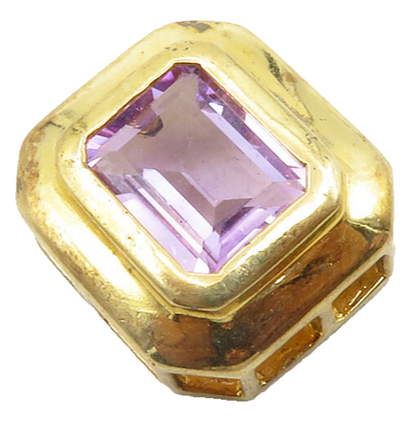 925 Sterling Silver  Amethyst Shiny Gold Plated Slide Pendant  PT10136