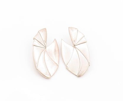 925 Sterling Silver Vintage Earrings CHINESE EXPORT Fan Shaped Design EG13520