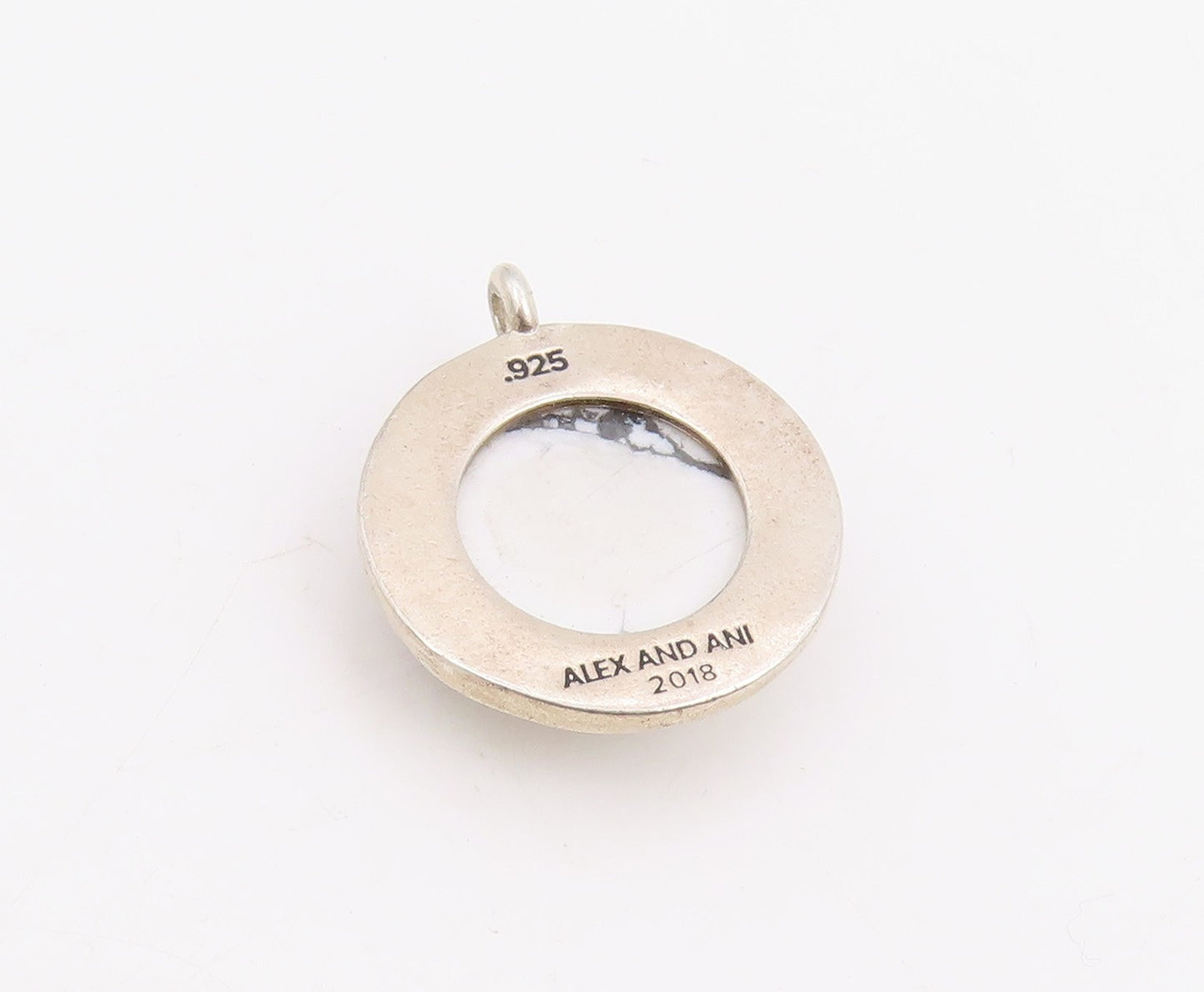 925 Sterling Silver Vintage Pendant ALEX & ANI Cabochon Howlite Charm  PT25850