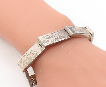 AAA MEXICO 925 Silver Vintage Smooth Square Bar Link Chain Bracelet BT3033