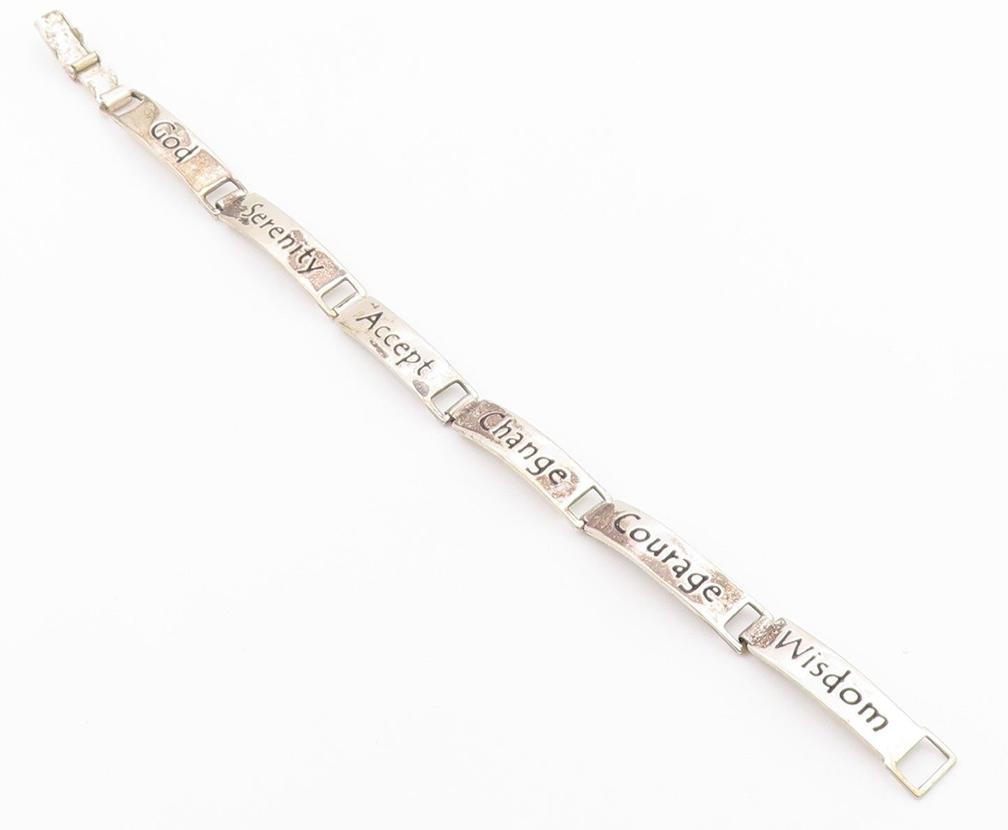 925 Silver Vintage Engraved Religious Inspirational Words Bracelet BT9540