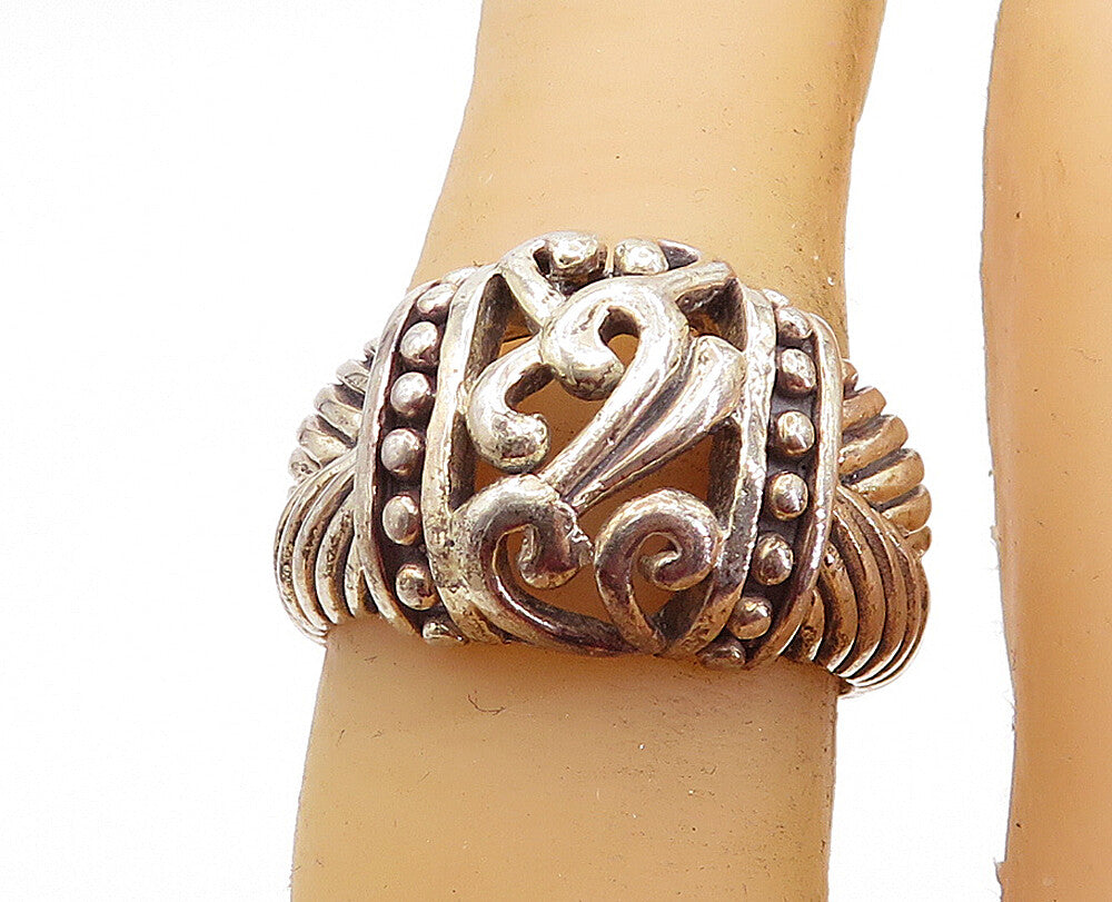 925 Sterling Silver  Vintage Open Swirl Dome Wheat Band Ring Sz 6  RG7502