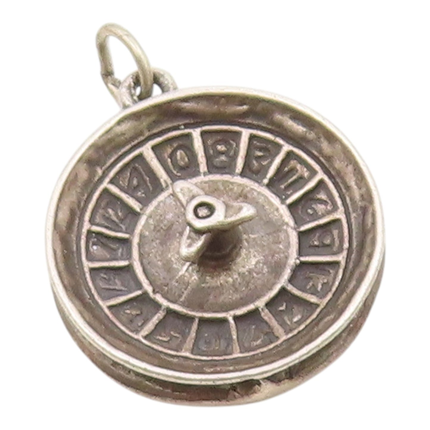 925 Sterling Silver  Vintage Round Roulette Table Oxidized Pendant  PT17382