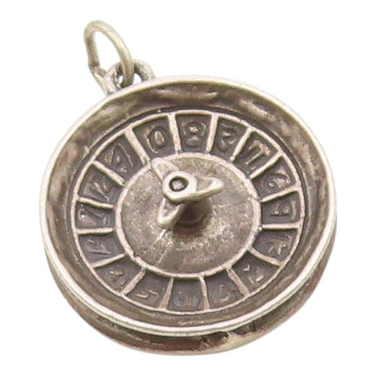 925 Sterling Silver  Vintage Round Roulette Table Oxidized Pendant  PT17382