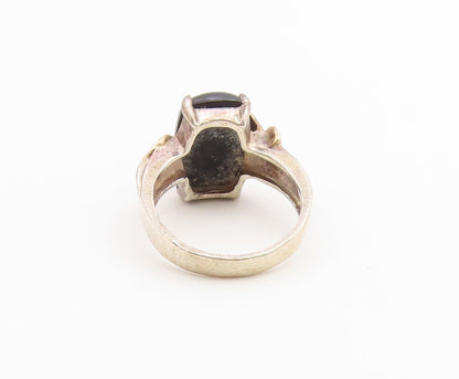 925 Sterling Silver Vintage Ring Black Onyx Botanical Leaf Band  Sz 8.5  RG36760