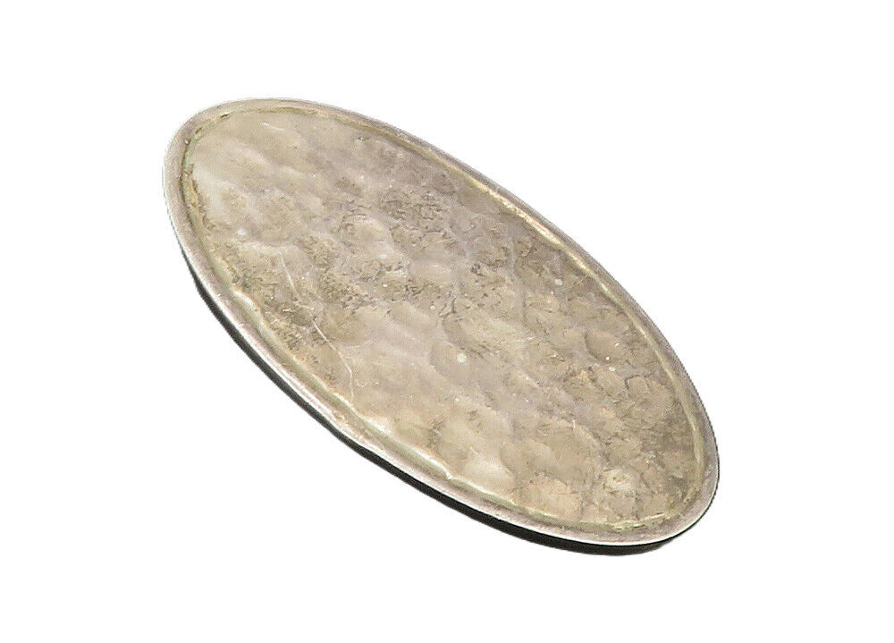 MEXICO 925 Sterling Silver  Vintage Minimalist Hammered Oval Pendant  PT7756