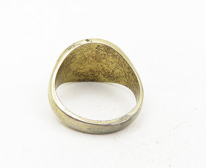 925 Sterling Silver  Vintage 20th Century Globe Large Band Ring Sz 13  RG9329