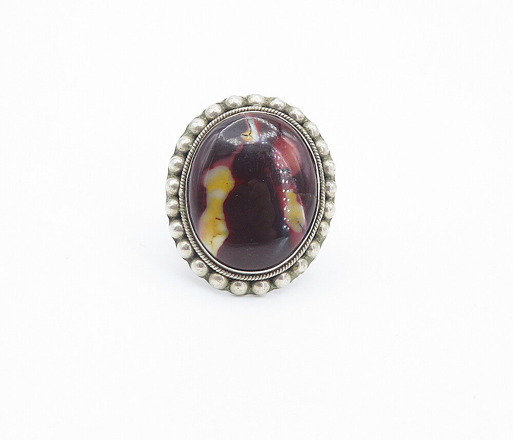 925 Sterling Silver  Cabochon Cut Jasper Twist Cocktail Ring Sz 7.5  RG8490