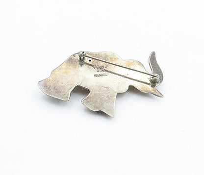 MEXICO 925 Sterling Silver  Vintage Two Tone Elephant Motif Brooch Pin  BP2103