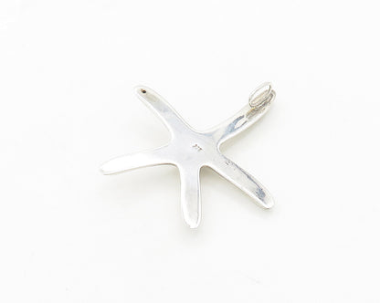 925 Sterling Silver  Vintage Shiny Hollow Smooth Starfish Pendant  PT15346