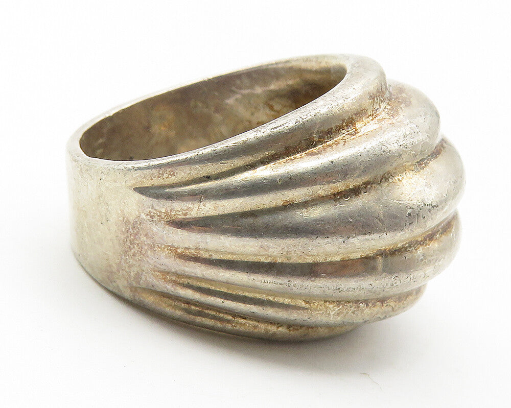 925 Sterling Silver Vintage Smooth Fluted Dome Design Band Ring Sz 8 RG11530
