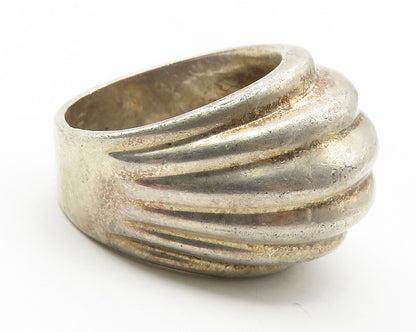 925 Sterling Silver Vintage Smooth Fluted Dome Design Band Ring Sz 8 RG11530