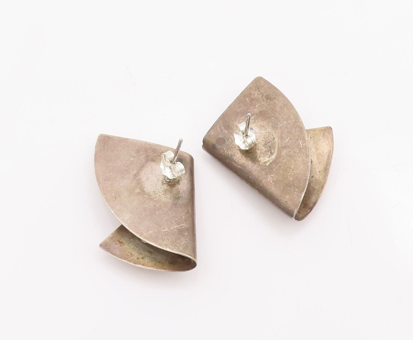 925 Sterling Silver Vintage Earrings Designer Square CZ & Triangle Onyx  EG13014