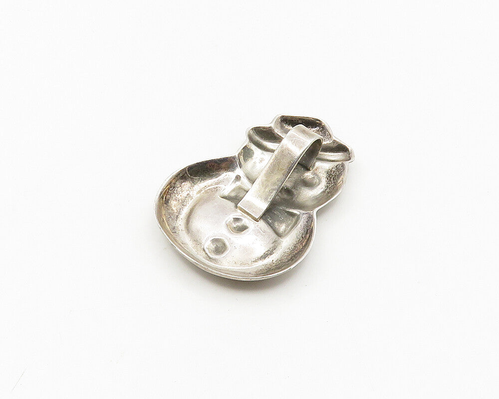925 Sterling Silver  Vintage Shiny Smooth Snowman Motif Pendant  PT14791