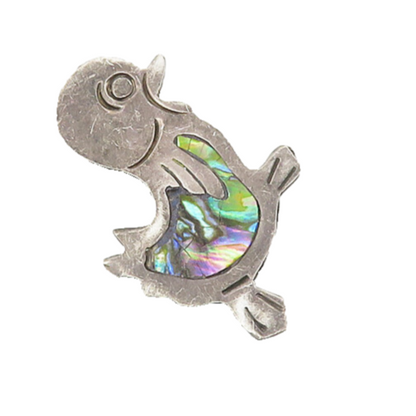 MEXICO 925 Sterling Silver  Vintage Inlaid Abalone Baby Bird Brooch Pin BP7236